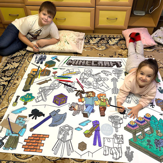 Blockbauspiel | RIESIGE Malvorlage 120 х 150 cm