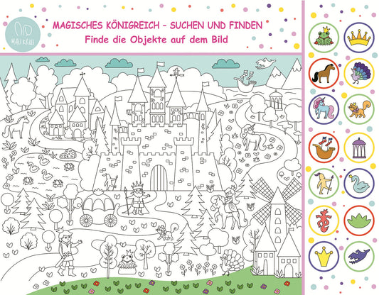 Magic Kingdom Suchen & Finden | RIESIGE Malvorlage 120 x 150 cm