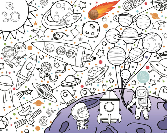 Weltraum | RIESIGE Malvorlage 120 x 150 cm