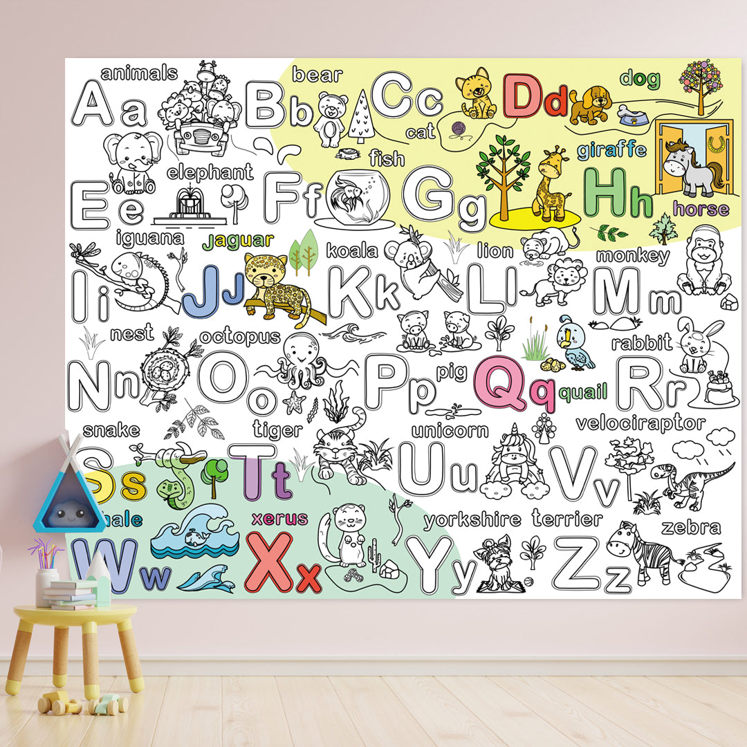 Englisches Alphabet | RIESIGE Malvorlage 120 х 150 cm