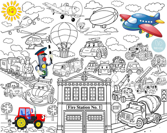 Transport / Autos | RIESIGE Malvorlage 120 х 150 cm