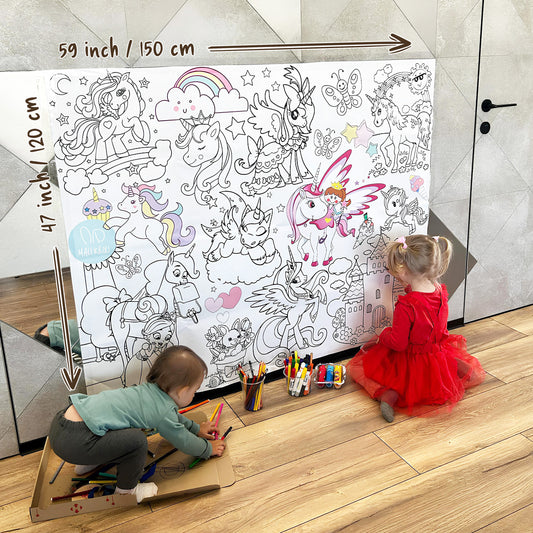 Einhörner | RIESIGE Malvorlage 120 х 150 cm