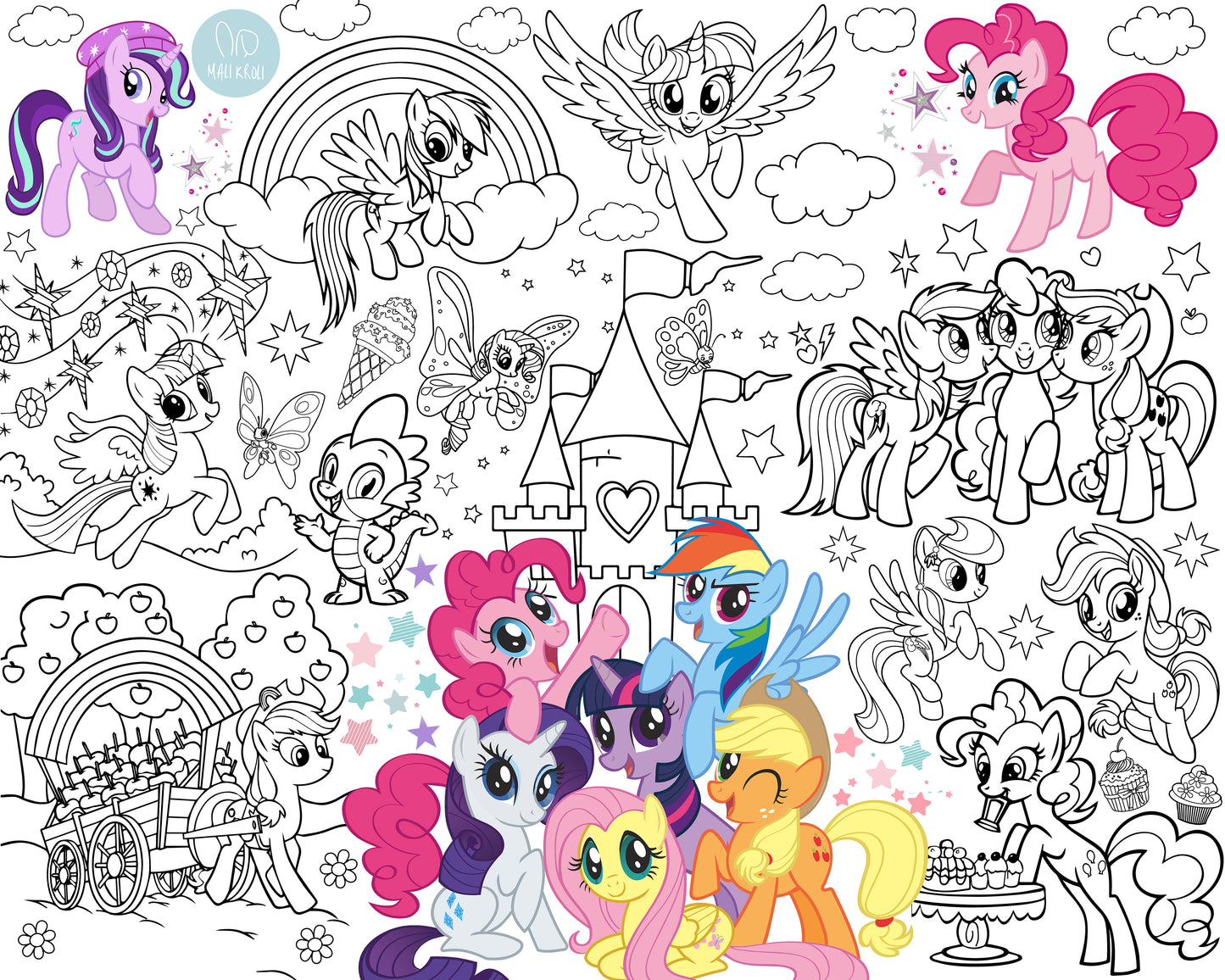 Ponys | RIESIGE Malvorlage 120 х 150 cm