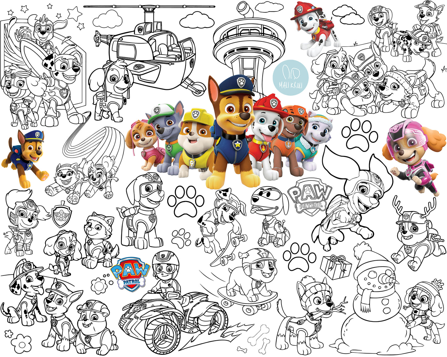 Welpen | RIESIGE Malvorlage 120 х 150 cm