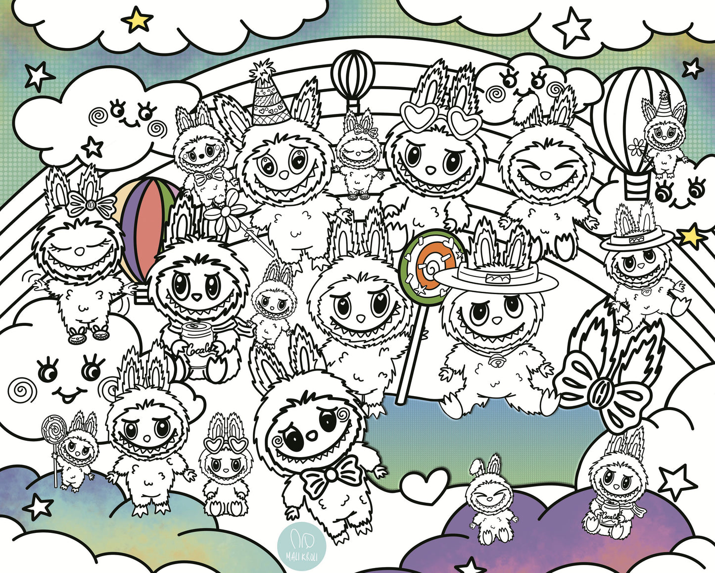 Monsters | RIESIGE Malvorlage 120 x 150 cm