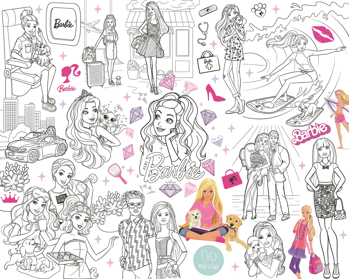 Puppen | RIESIGE Malvorlage 120 х 150 cm