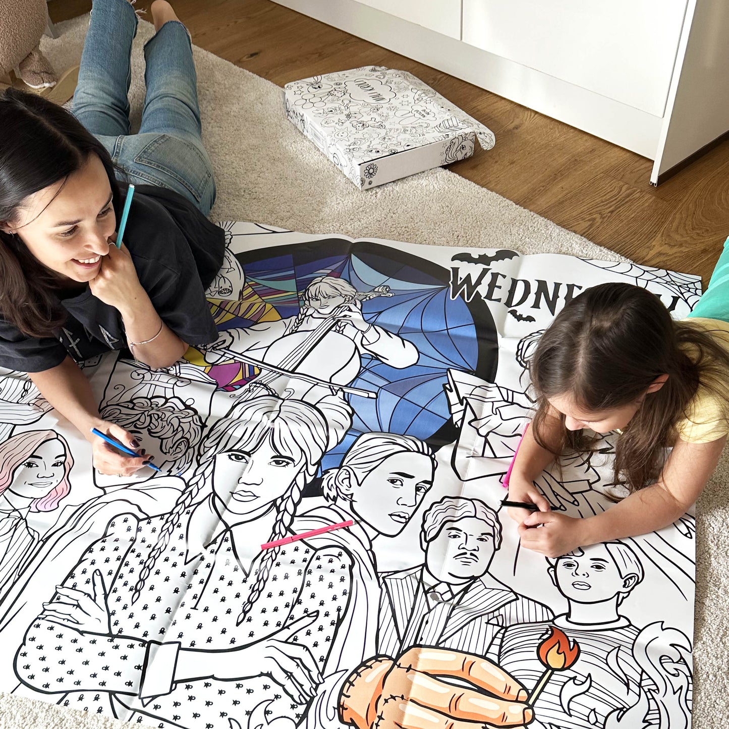 Gruselige Familie | RIESIGE Malvorlage 120 х 150 cm