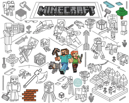 Blockbauspiel | RIESIGE Malvorlage 120 х 150 cm