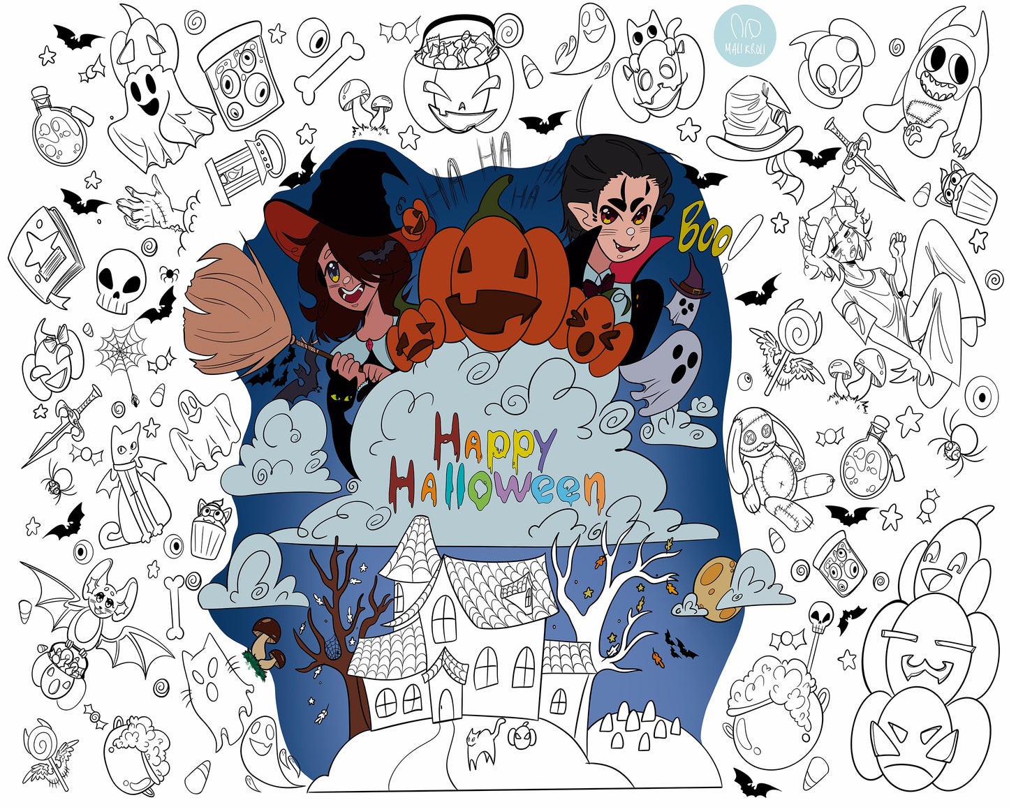 Helloween | RIESIGE Malvorlage 120 х 150 cm