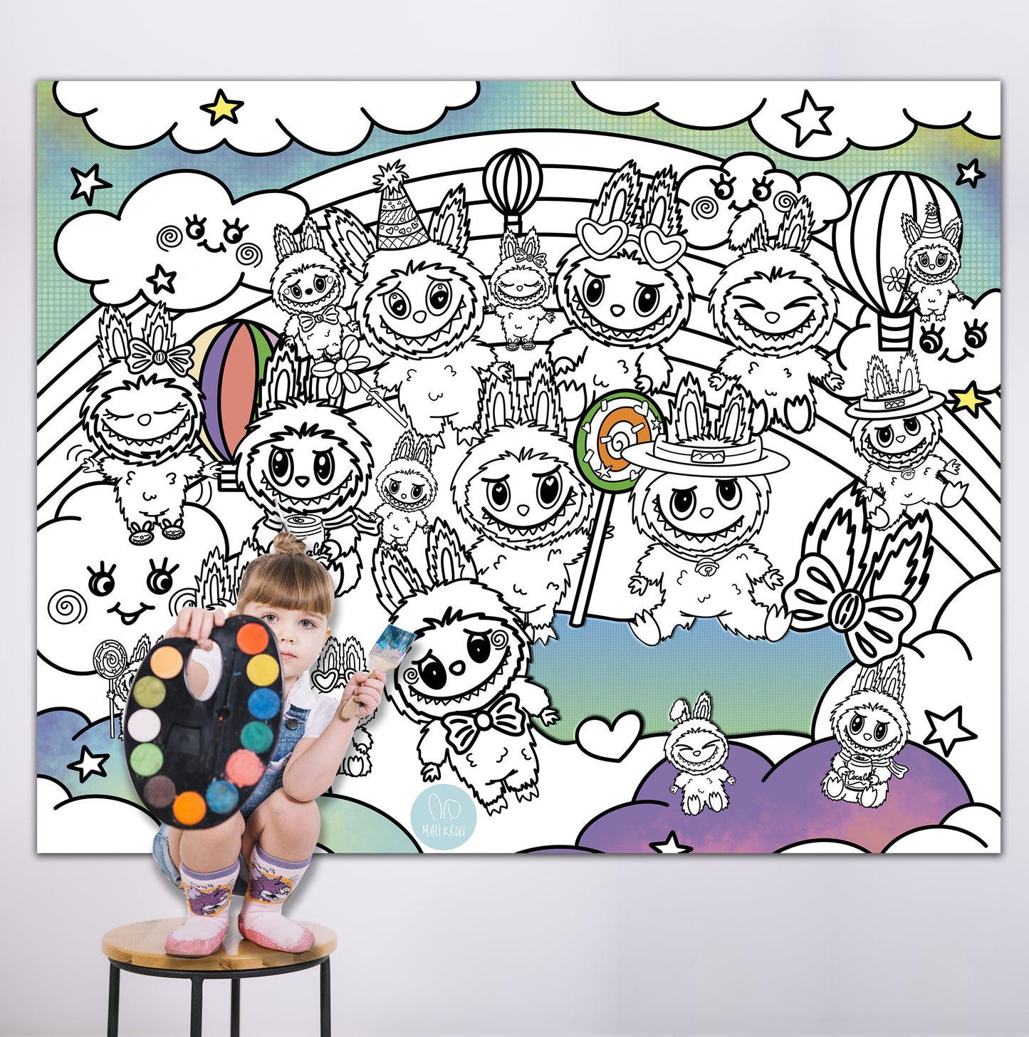 Monsters | RIESIGE Malvorlage 120 x 150 cm