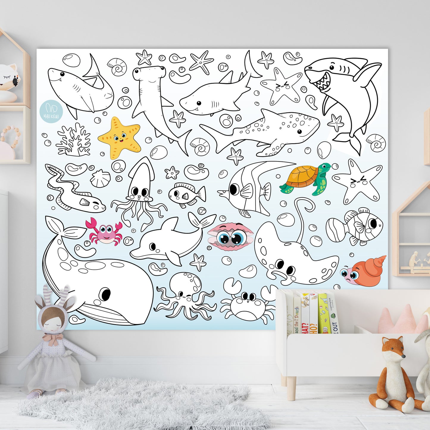 Meeresleben | RIESIGE Malvorlage 120 х 150 cm