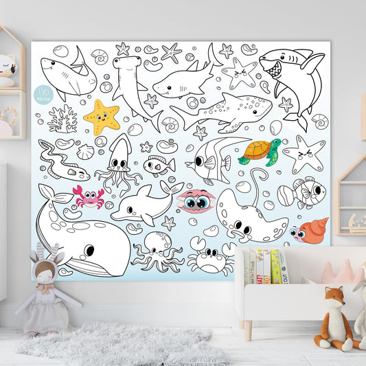 Meeresleben | RIESIGE Malvorlage 120 х 150 cm