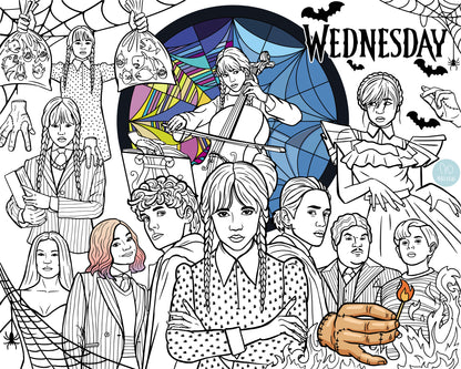 Gruselige Familie | RIESIGE Malvorlage 120 х 150 cm