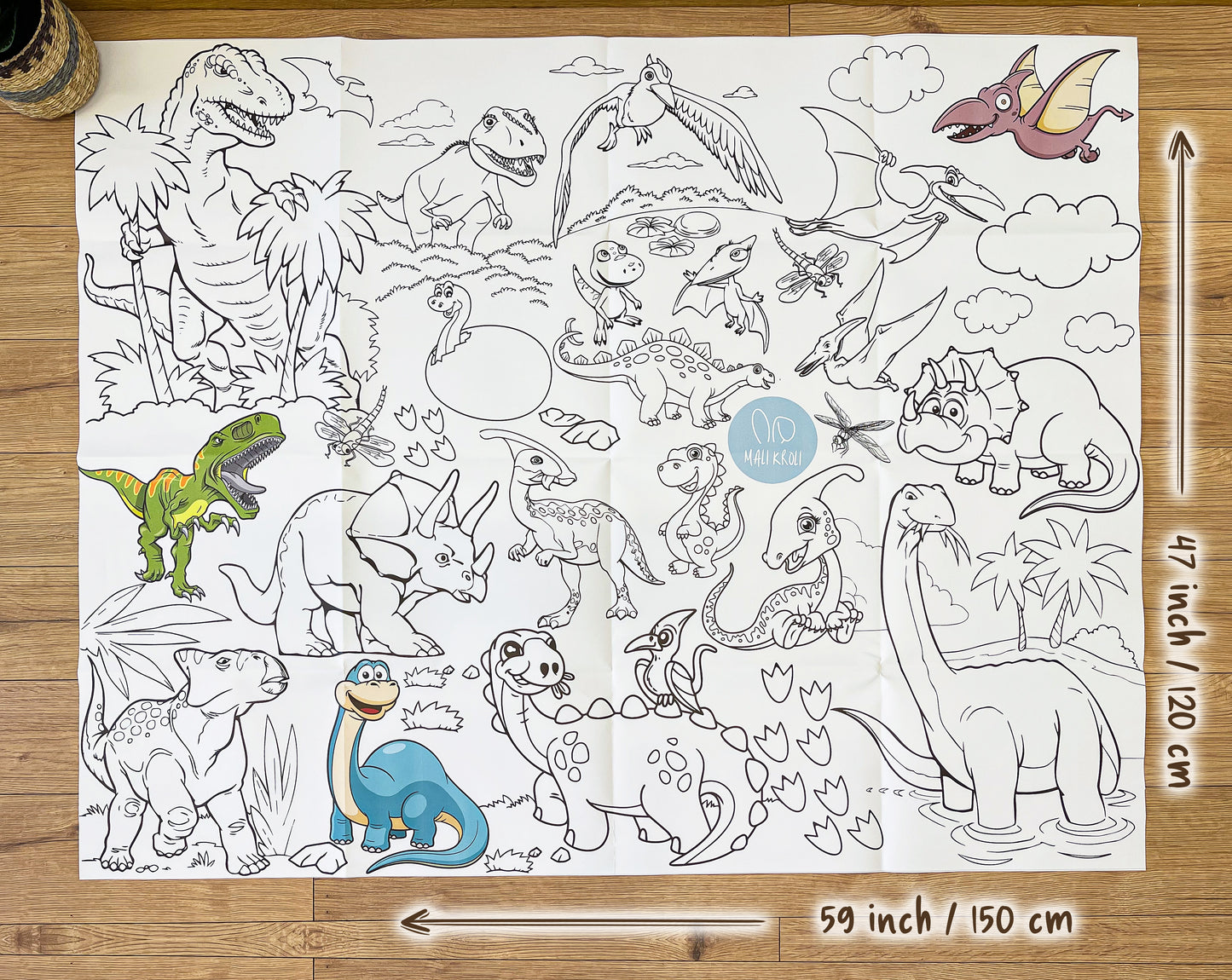 Dinosaurier | RIESIGE Malvorlage 120 х 150 cm