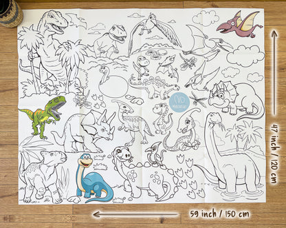 Dinosaurier | RIESIGE Malvorlage 120 х 150 cm