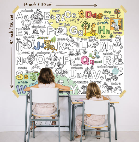 Englisches Alphabet | RIESIGE Malvorlage 120 х 150 cm