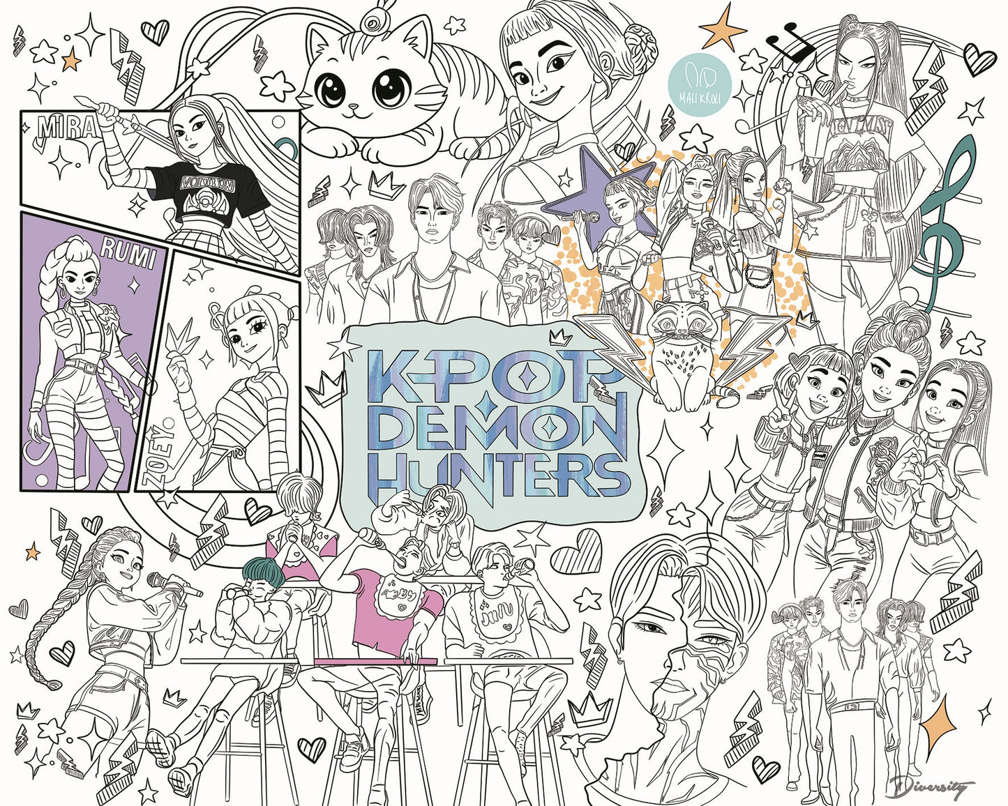 Jägerinnen | RIESIGE Malvorlage 120 х 150 cm