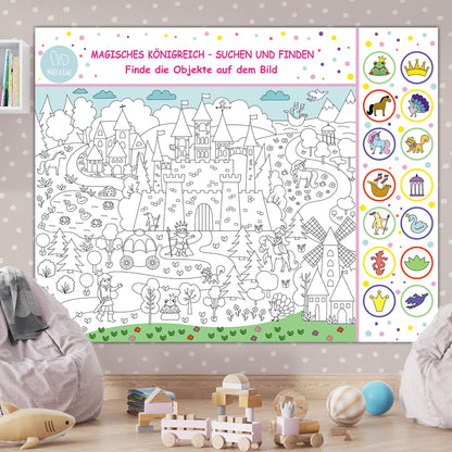 Magic Kingdom Suchen & Finden | RIESIGE Malvorlage 120 x 150 cm