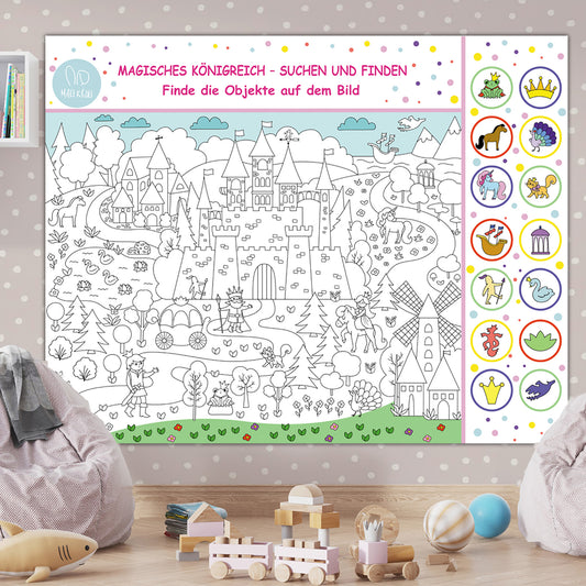 Magic Kingdom Suchen & Finden | RIESIGE Malvorlage 120 x 150 cm