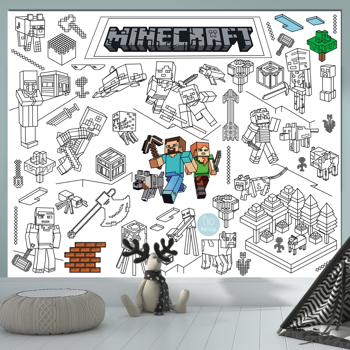 Blockbauspiel | RIESIGE Malvorlage 120 х 150 cm