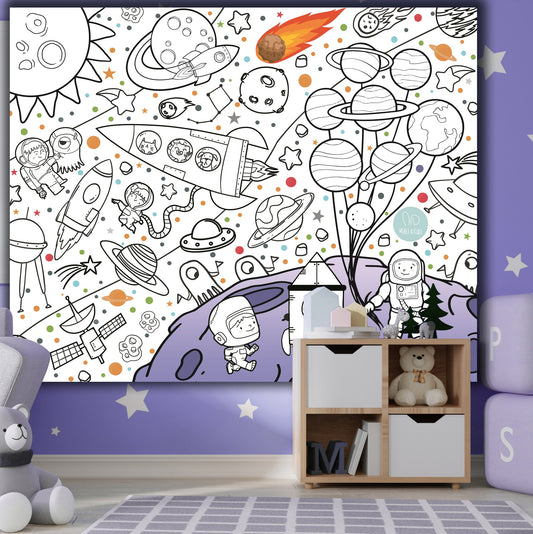 Weltraum | RIESIGE Malvorlage 120 x 150 cm