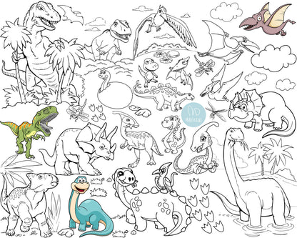 Dinosaurier | RIESIGE Malvorlage 120 х 150 cm